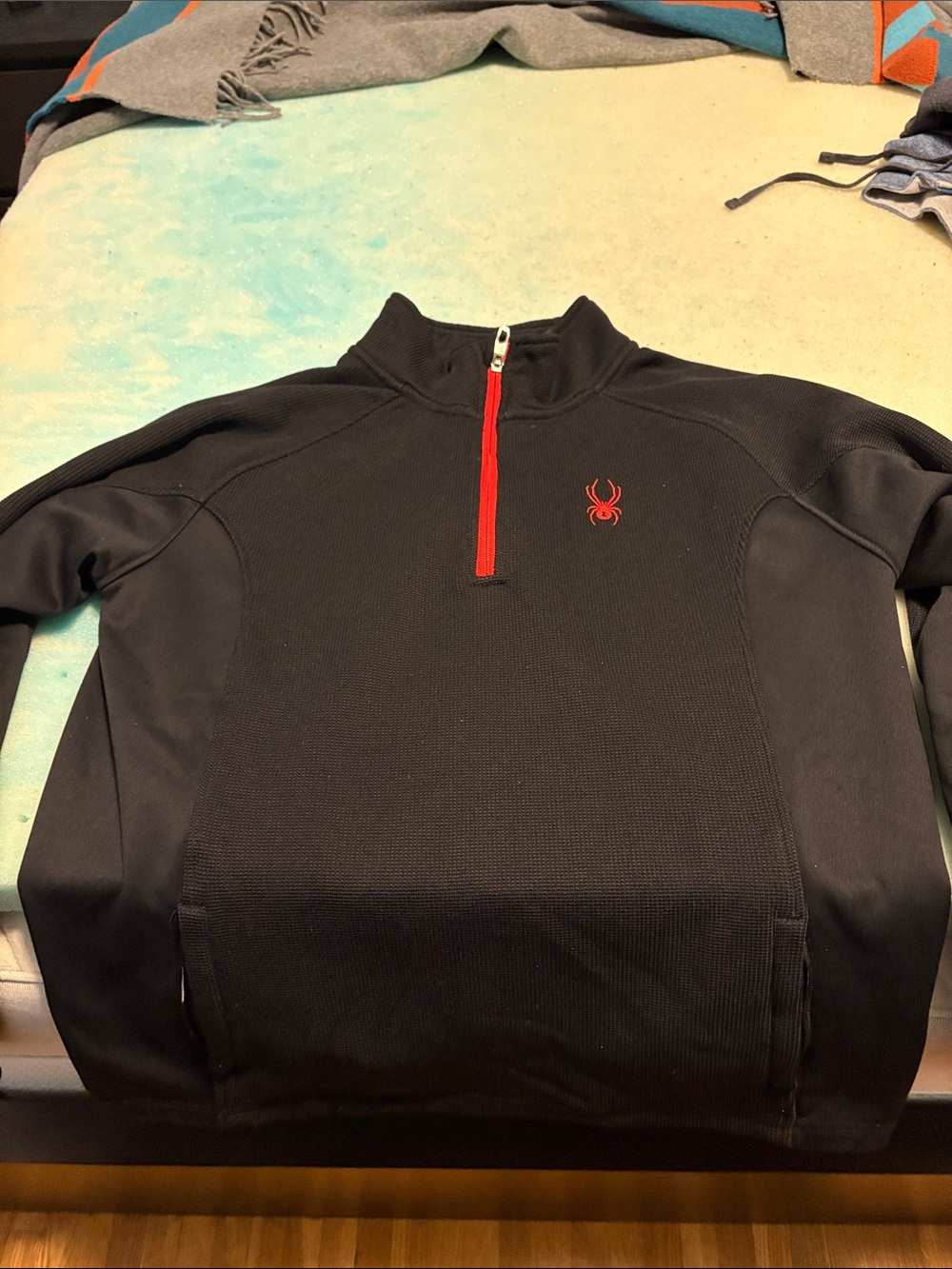 Spyder Men’s Black Half-Zip Sweater with Red Trim